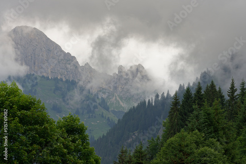 Hole in the clouds, view of the Tannheimer mountains through a hole in the clouds after a strong thunderstorm. © Stefan