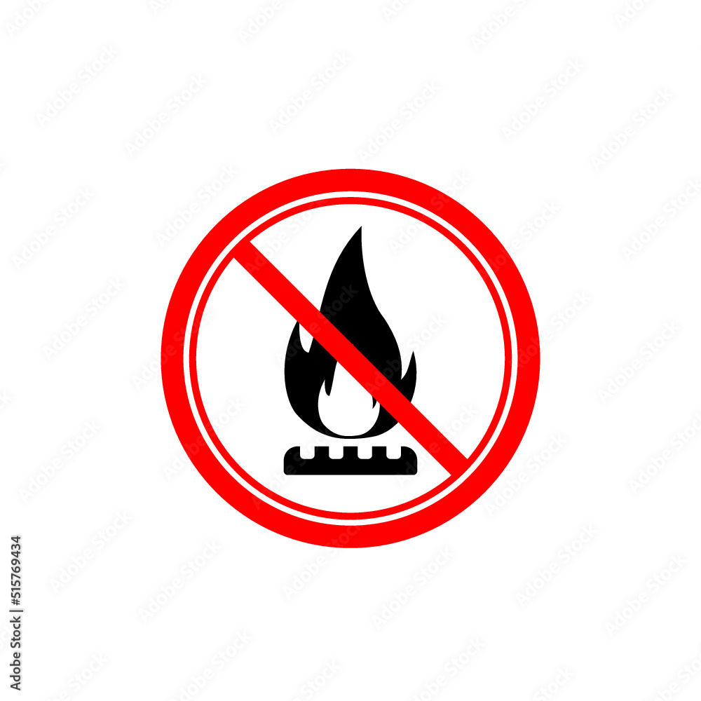 No Gas Burner icon isolated on white background No Gas Burner icon isolated on white background