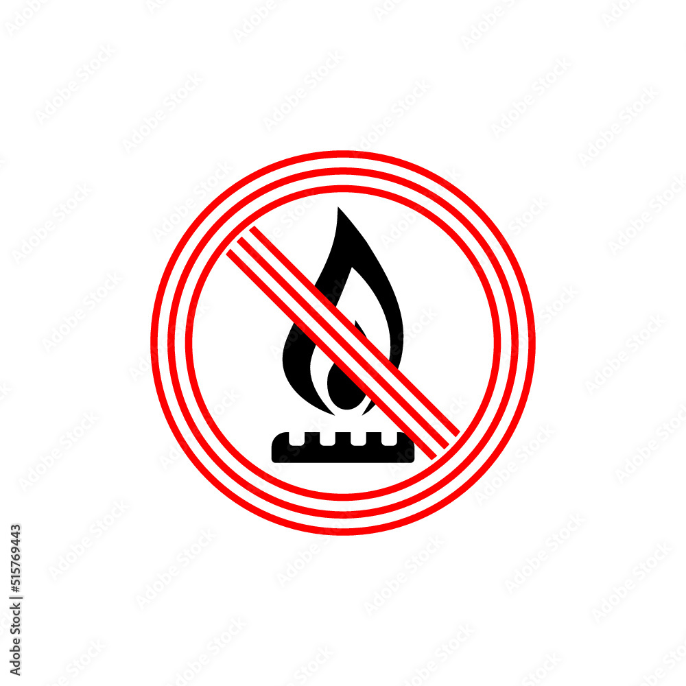 No Gas Burner icon isolated on white background No Gas Burner icon isolated on white background
