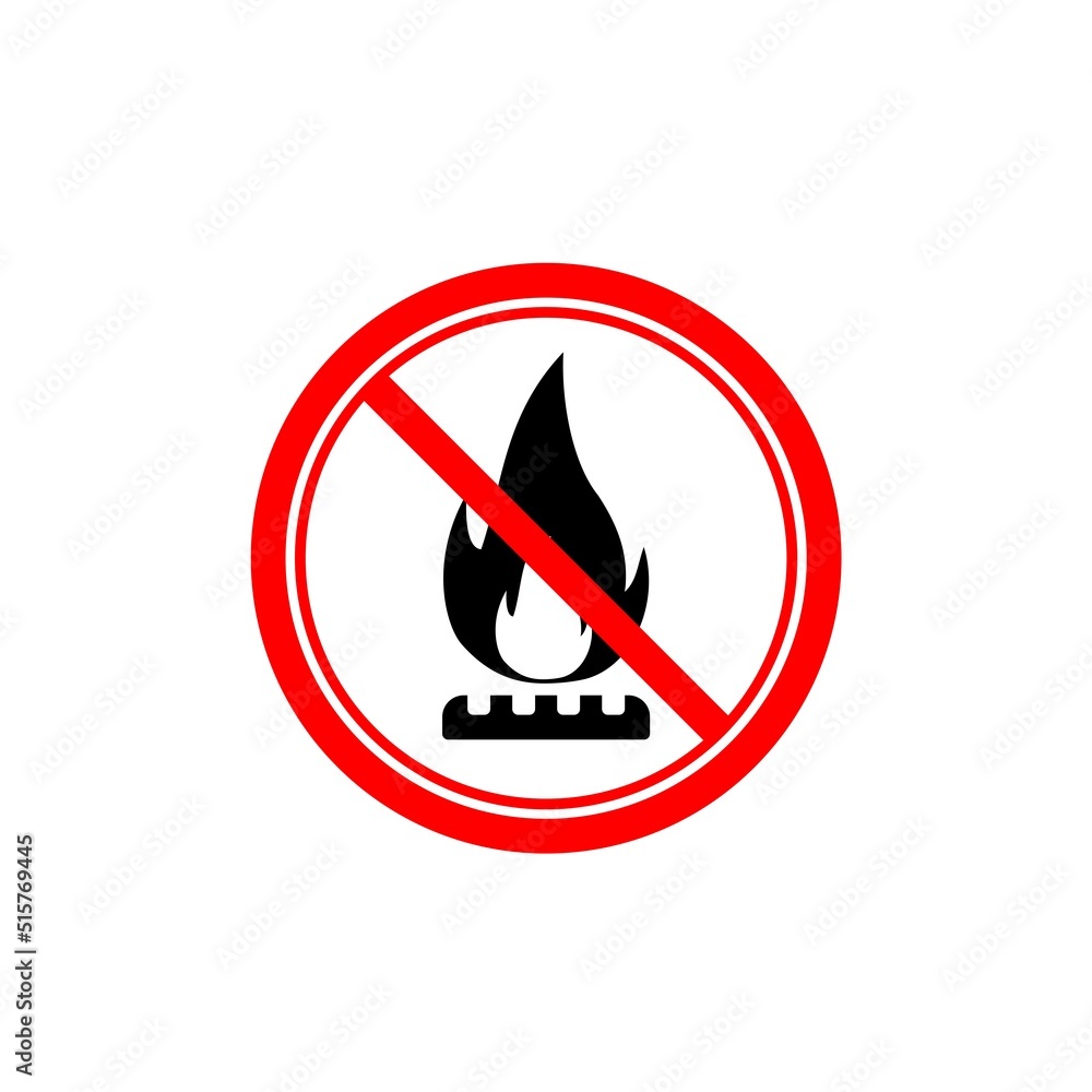 No Gas Burner icon isolated on white background No Gas Burner icon isolated on white background