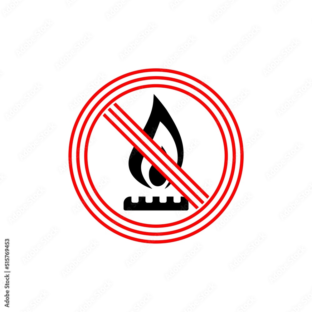 No Gas Burner icon isolated on white background No Gas Burner icon isolated on white background