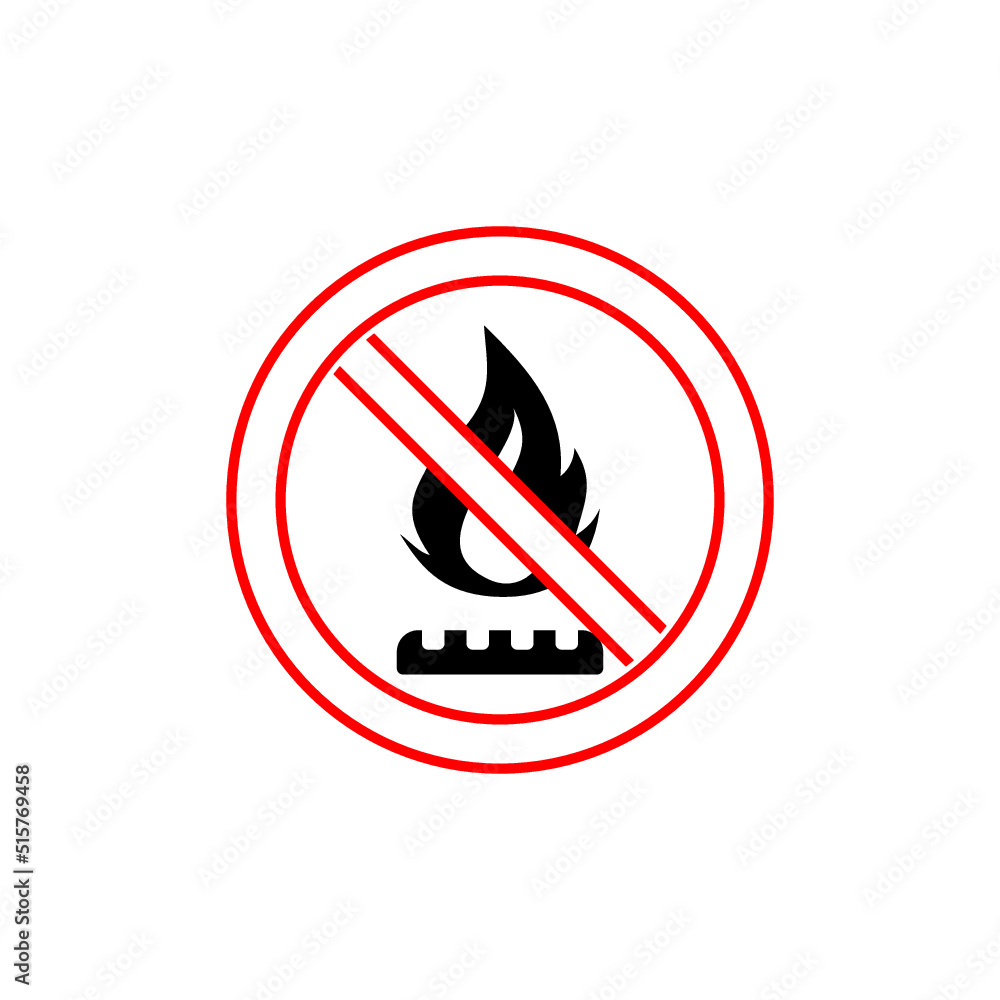 No Gas Burner icon isolated on white background No Gas Burner icon isolated on white background