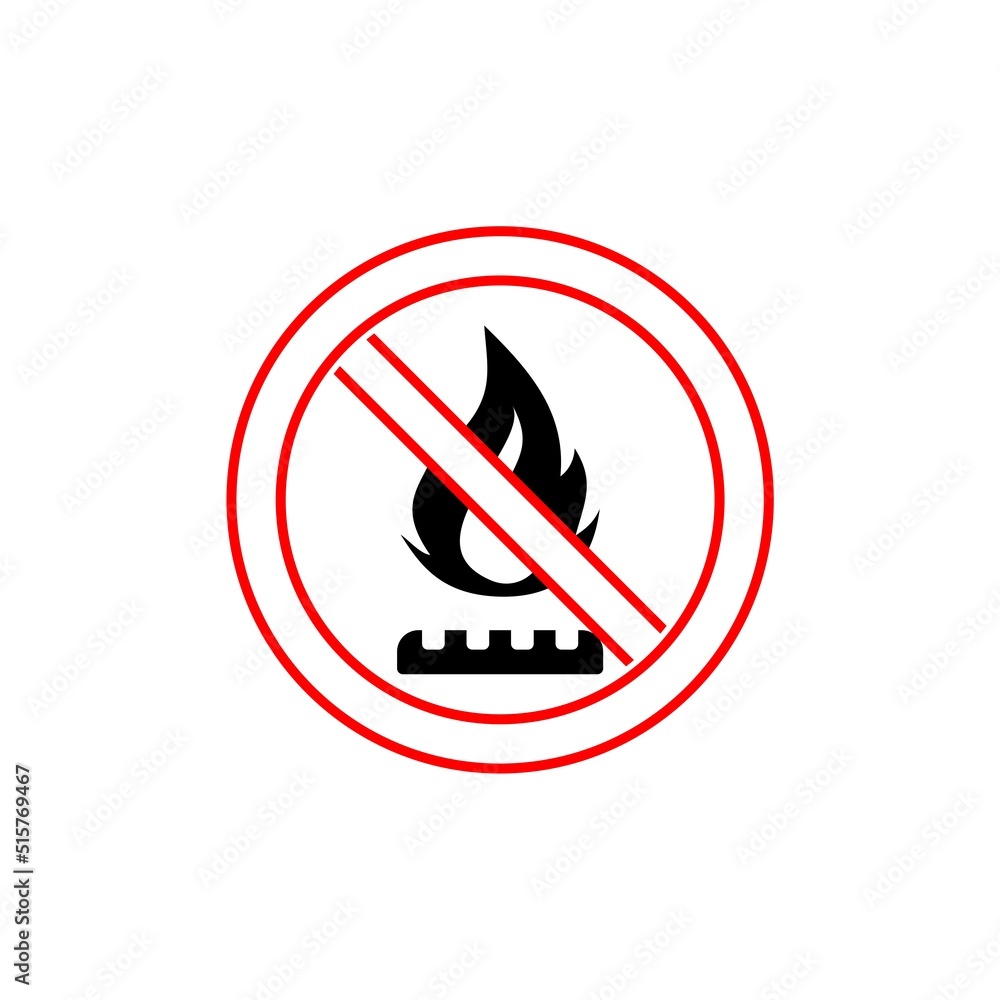 No Gas Burner icon isolated on white background