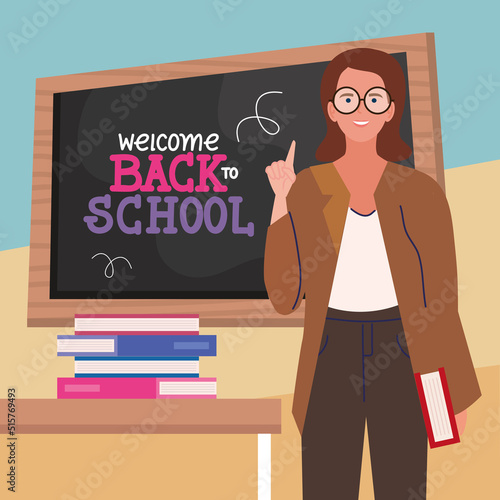 back to school lettering with teacher