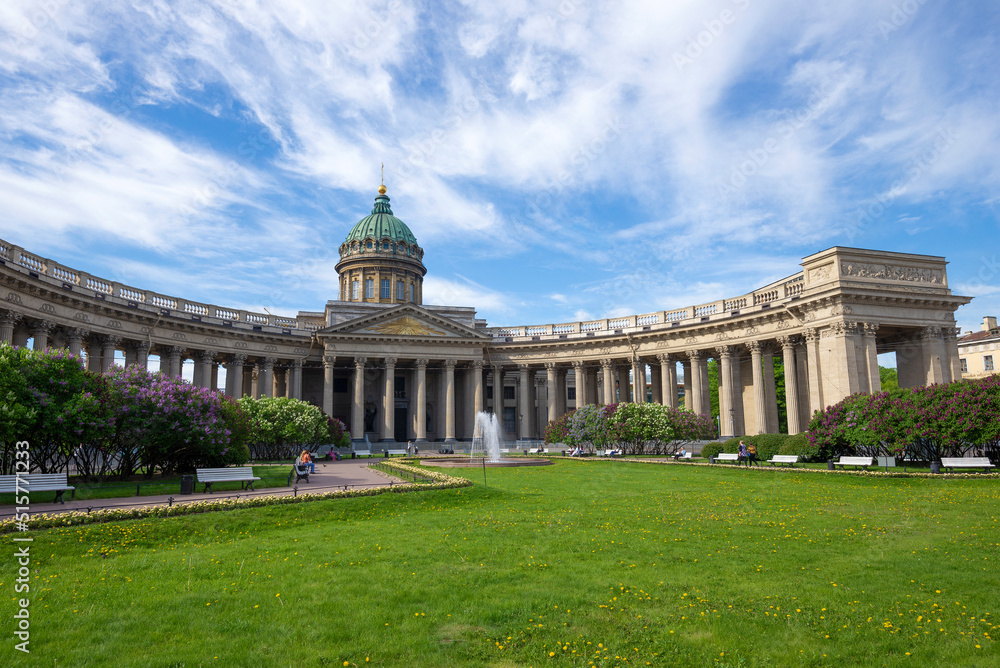 At the Kazan Cathedral on a sunny June day. St. Petersburg, Russia