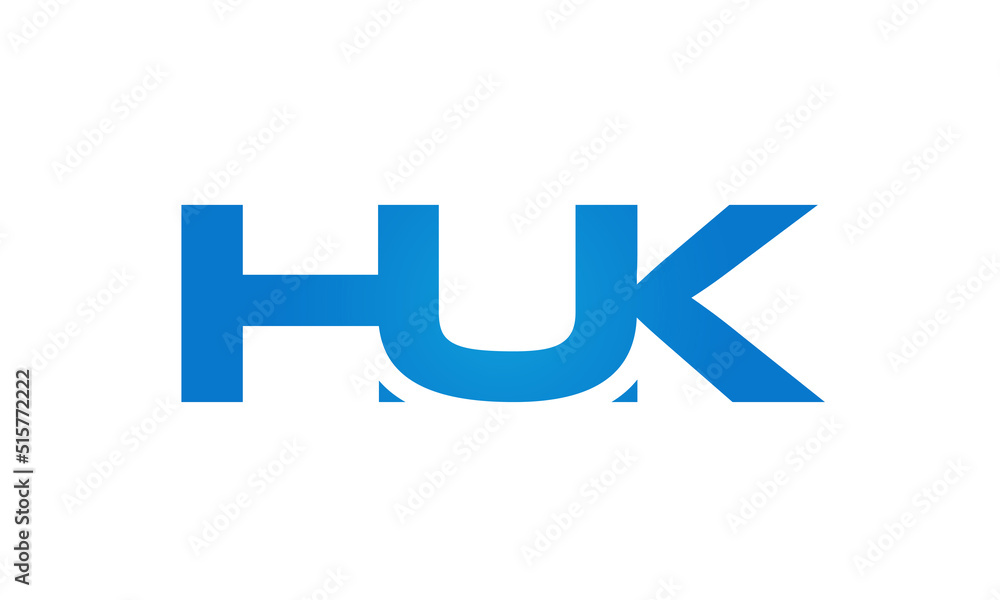 Connected HUK Letters logo Design Linked Chain logo Concept

