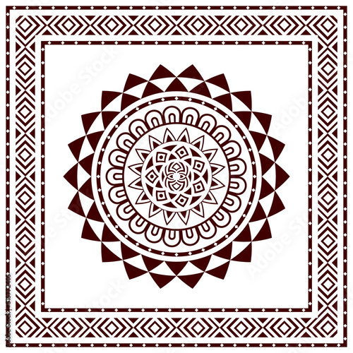 Tribal scarf bandana pattern. Polynesian Maori style design for woman hijab, boho carpet, bandana, neckwear, batik, rug, shawl, pillow case. square pattern design style
