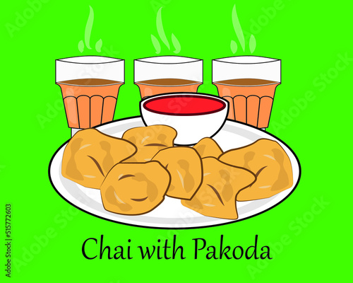 Pakode, Indian breakfast vector