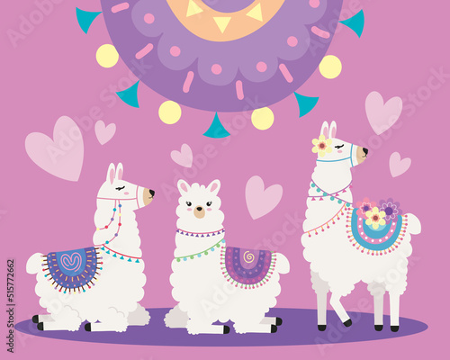 sweet llamas with hearts