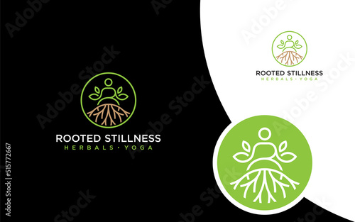 yoga rooted spa modern logo vector