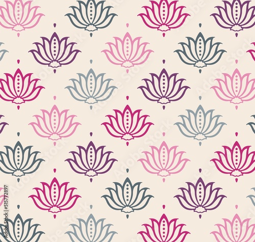 Colorful water lilies, wedding card design, royal India	