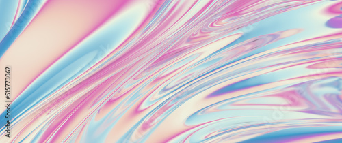 Wallpaper Mural Cloth fabric gradient waves abstract background. Iridescent chrome wavy surface. Liquid surface, ripples, reflections. 3d render illustration. Torontodigital.ca