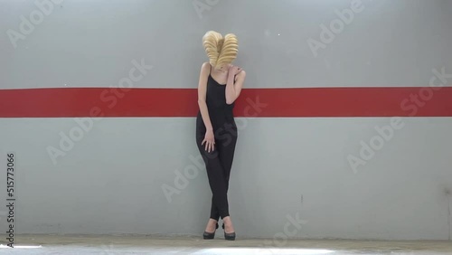 Fashion shiny makeup. Beauty woman with mohawk hairstyle.