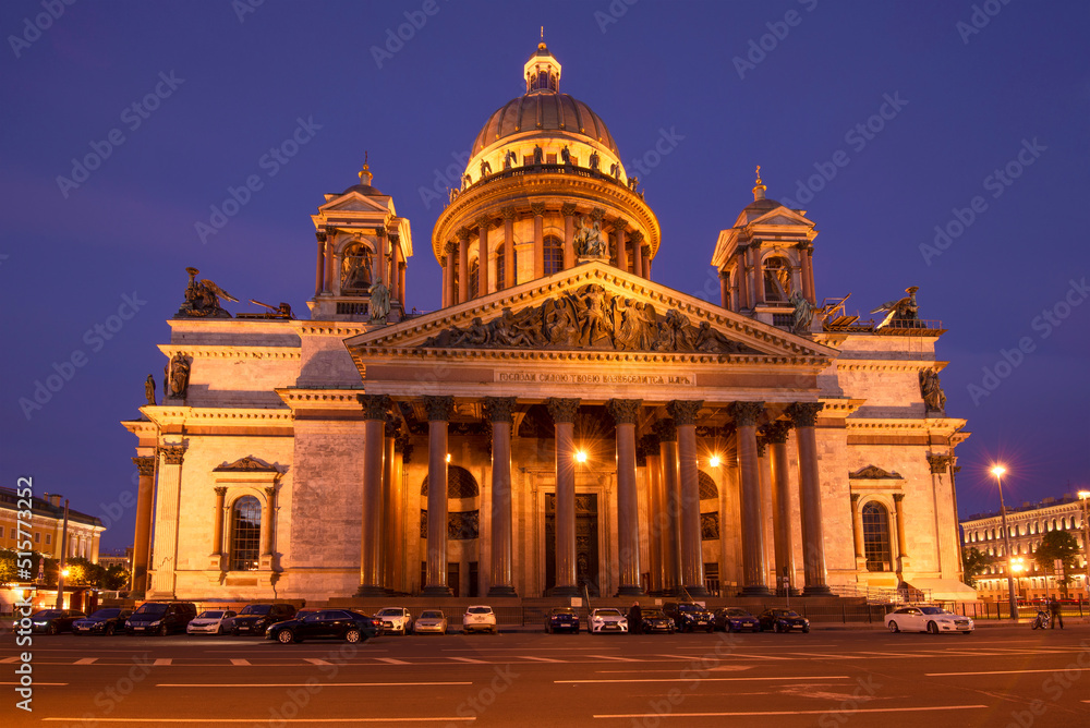 St. Isaac's Cathedral on a May night. Saint Petersburg