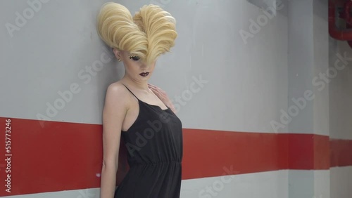 Slow Motion Woman with creative hairstyle