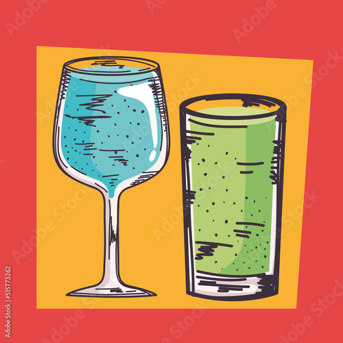 blue and green drinks pair