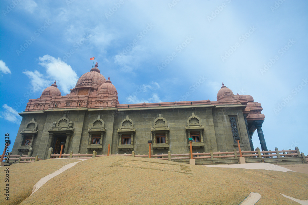 Vivekananda Rock Memorial located in the Indian Ocean near Kanyakumari, India.
