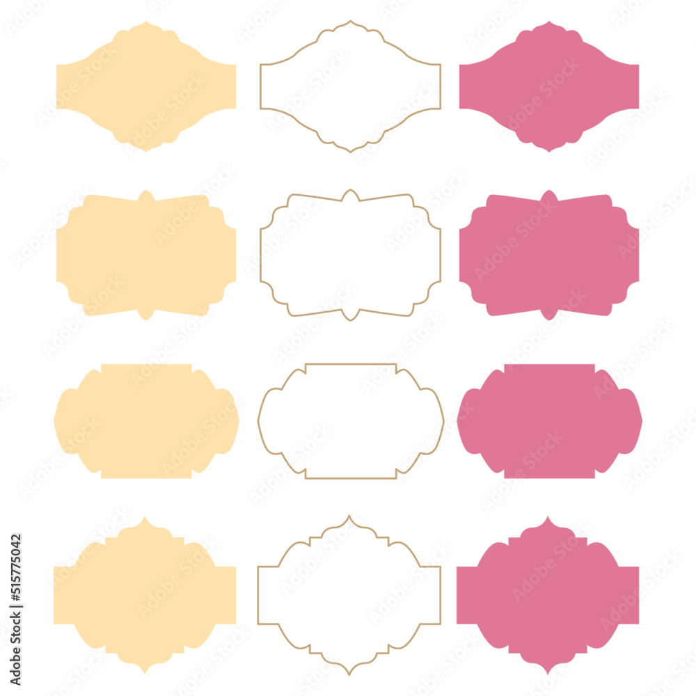 Wedding Luxury Design Symmetry Ornamental Frames, Labels isolated On White