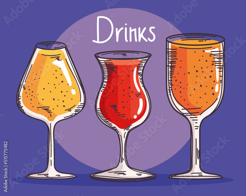 drinks lettering with three cups