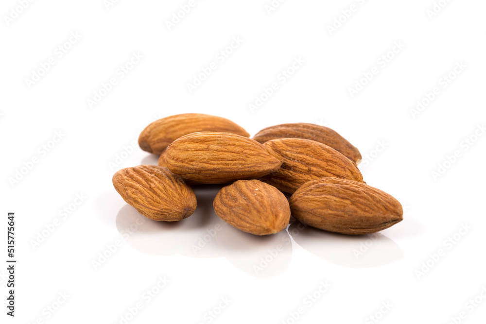 Almonds on a white background Almonds on a white background