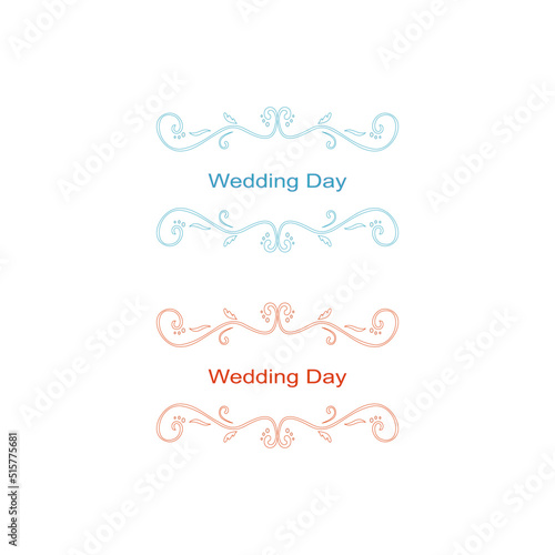 WEDDING DAY SIMPLE DESIGN ORNAMENTS SET ISOLATED ON WHITE