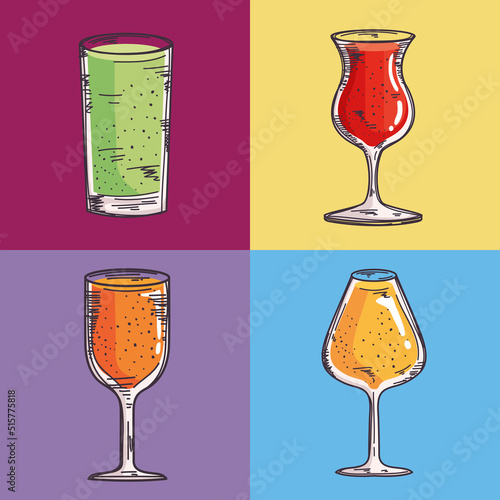 cups and glass drinks