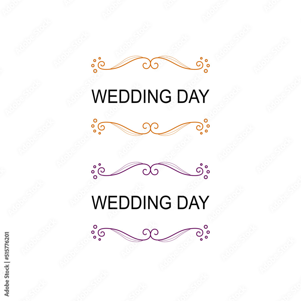 WEDDING DAY SIMPLE DESIGN ORNAMENTS SET ISOLATED ON WHITE WEDDING DAY SIMPLE DESIGN ORNAMENTS SET ISOLATED ON WHITE