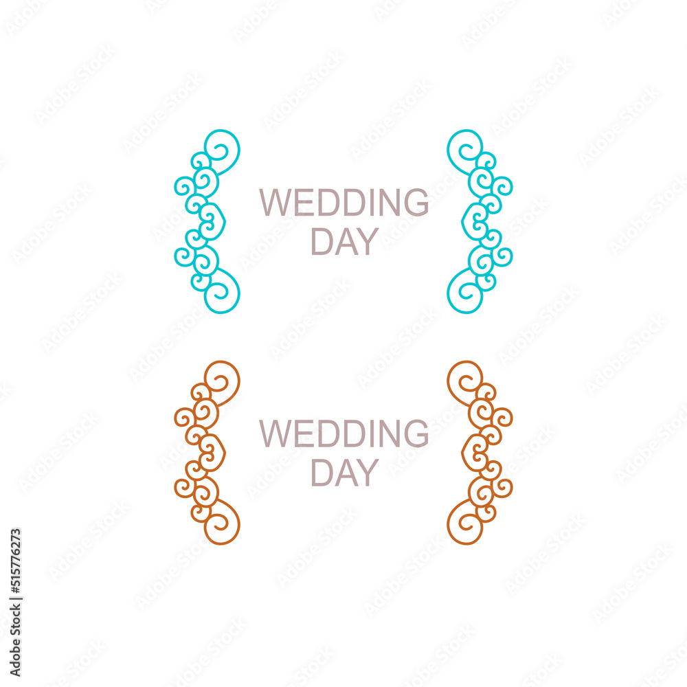 WEDDING DAY SIMPLE DESIGN ORNAMENTS ISOLATED ON WHITE WEDDING DAY SIMPLE DESIGN ORNAMENTS ISOLATED ON WHITE
