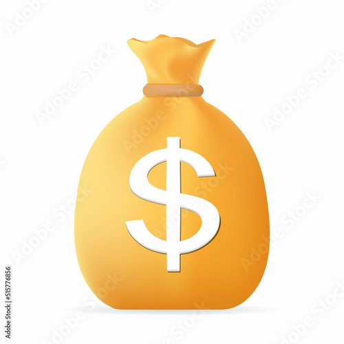 bag with dollar icon vector. Business, money, banking, investment or payment concept 3d.