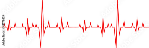 Heart pulse. Red and white colors. Heartbeat lone, cardiogram. Beautiful healthcare, medical background. Modern simple design. Icon. sign or logo. Flat style vector illustration.