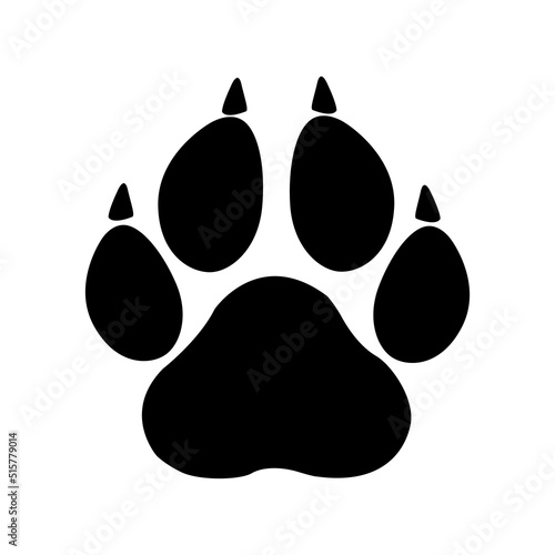 Black silhouette of a paw print on a white background