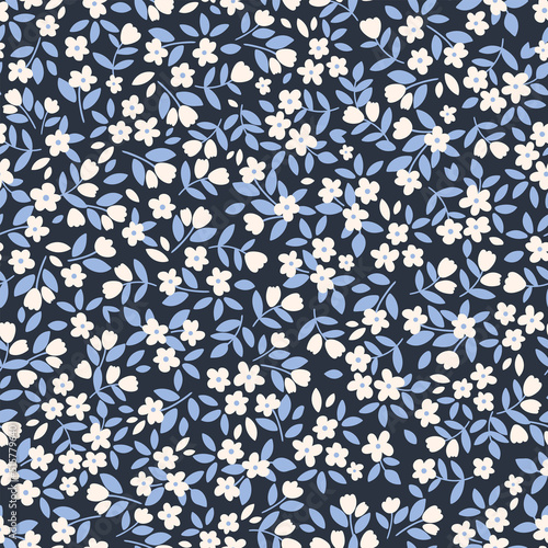 Vintage botanical surface pattern design. Cute floral background. Vector seamless pattern with ditsy flowers. Cottage core wallpaper