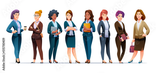 Group of business women characters design