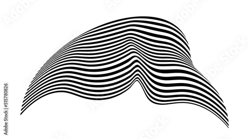 Waving flag as a brush stroke with zebra texture. Vest striped with fabric Black and white stripes curved in a bizarre way with waves curving along the trajectory