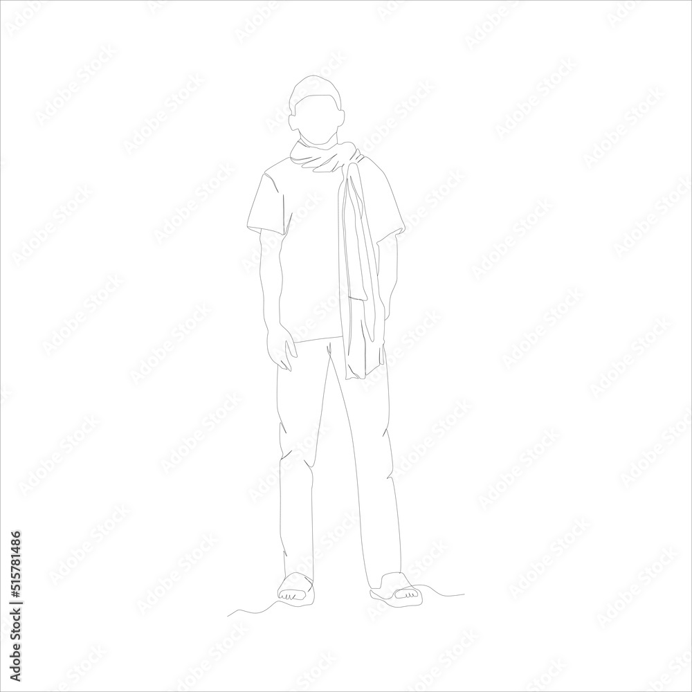 Continuous line of a man waiting simple vector illustration