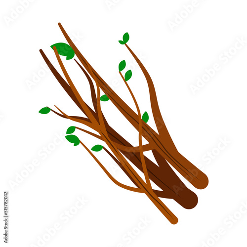 Collecting firewood semi flat color vector object. Picking up small twigs for fire. Full sized item on white. Campfire simple cartoon style illustration for web graphic design and animation