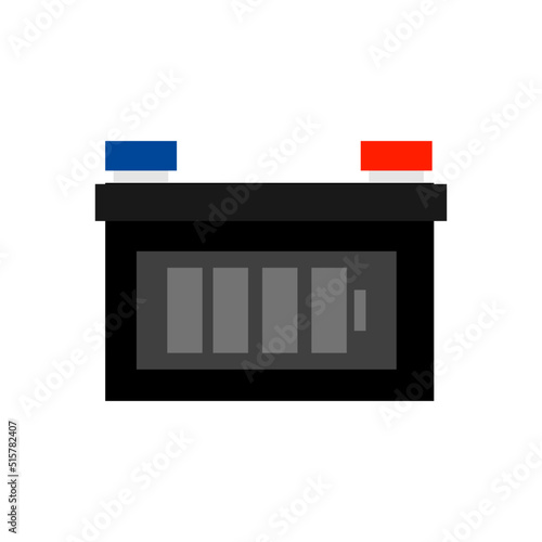 Cartoon  of battery on  white blackgound. photo