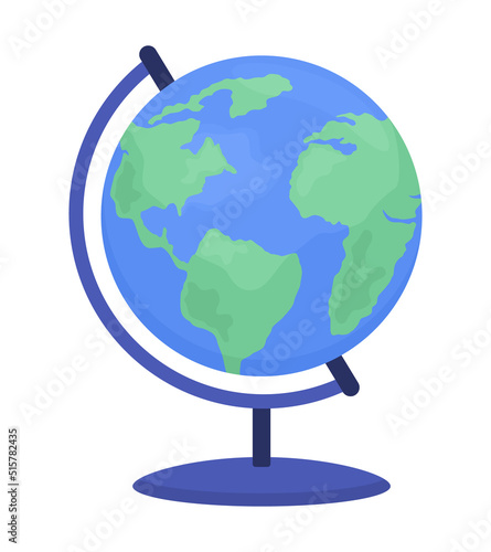 World globe semi flat color vector object. Learning tool. Editable element. Full body item on white. Earth representation. Simple cartoon style illustration for web graphic design and animation