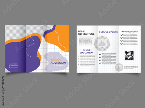 Back to school. Brochure School admission. Creative shape business, school admission brochure template. Tri-fold Brochure.