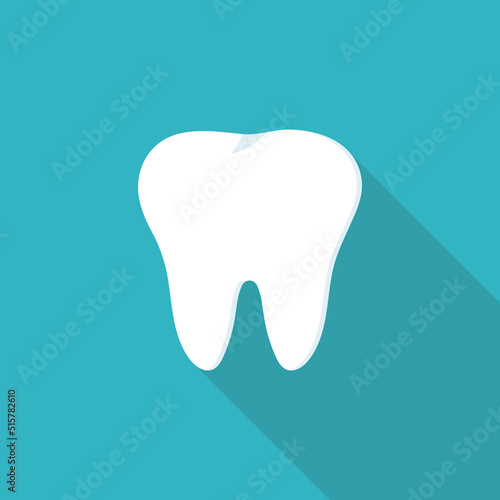 Illustration of a healthy white tooth in a flat style. Vector icon for dentistry.