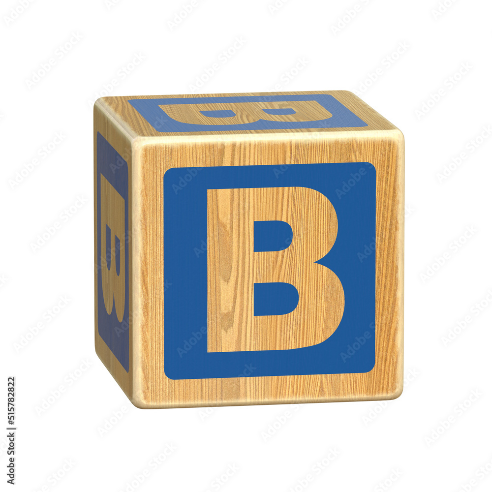 Letter B, Wooden Blocks font for Toddlers, Wood Alphabet Blocks, ABC Montessori Stacking Letter Preschool Learning Toys - Kindergarten Reading, 3d rendering Letter B, Wooden Blocks font for Toddlers, Wood Alphabet Blocks, ABC Montessori Stacking Letter Preschool Learning Toys - Kindergarten Reading, 3d rendering