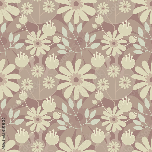 Flowers seamless pattern, vector illustration background.Great for wrapping paper,fabric for kids and any print art.