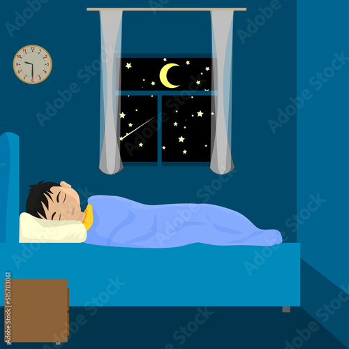 boy sleeping in bed in bedroom