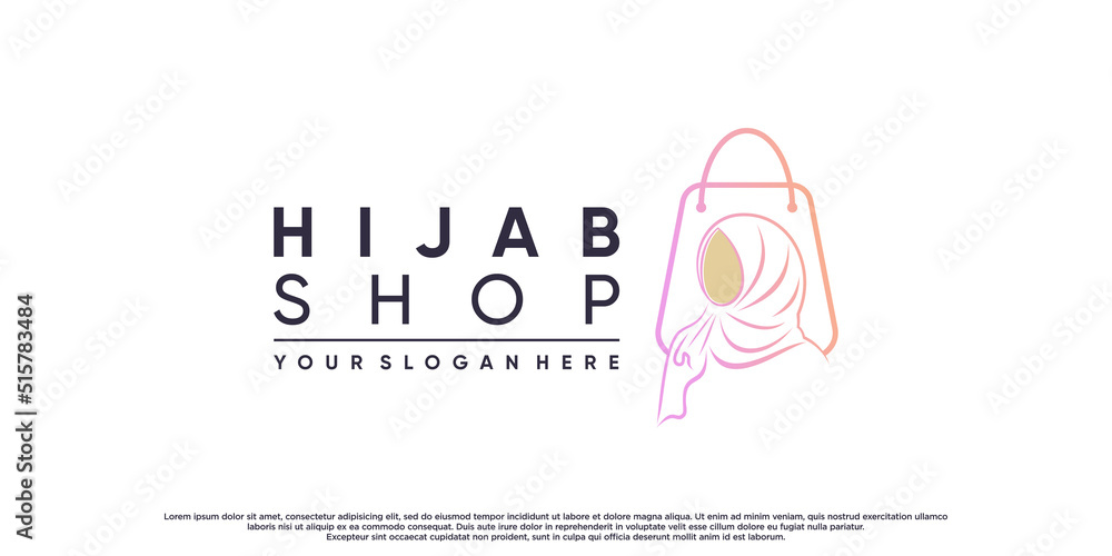 Hijab shop logo for moslem beauty fashion with creative concept Premium Vector