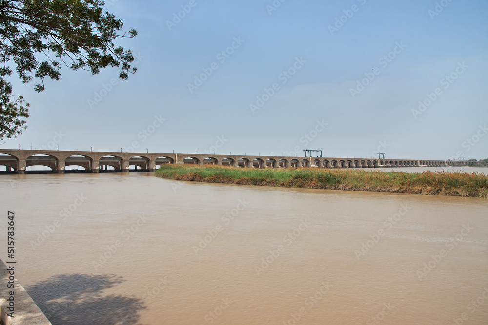 Sukkur Barrage on Indus river, Pakistan