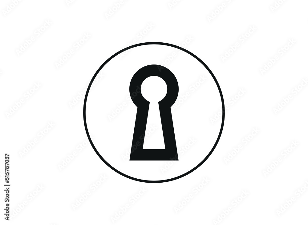 Keyhole icon with shadow, hole isolated on a white background, stylish vector illustration for web design. Keyhole icon with shadow, hole isolated on a white background, stylish vector illustration for web design.