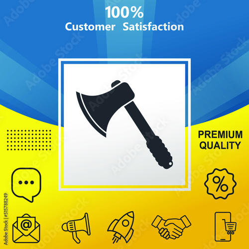 Ax vector glyph color icon. With yellow and blue background option.