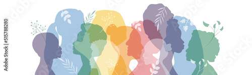 Women of different ethnicities together. Flat vector illustration.