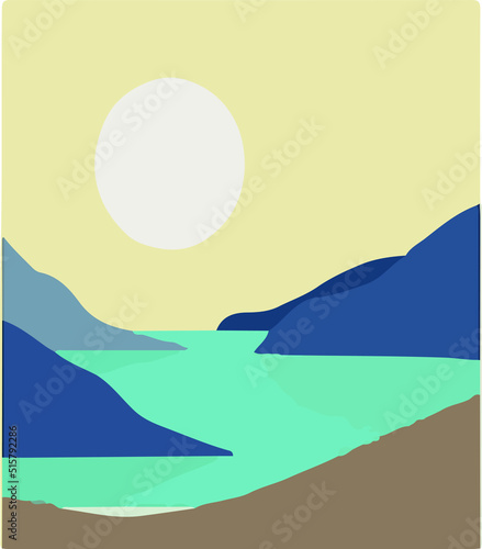   Vector illustration of sunrise in blue-yellow colors  the symbol of the victory and revival of Ukraine  peace in Ukraine 2022