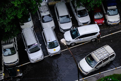 Photography Gangtok, Sikkim - June 16 2022, Arial view of Sikkim Road, Arial view of car park